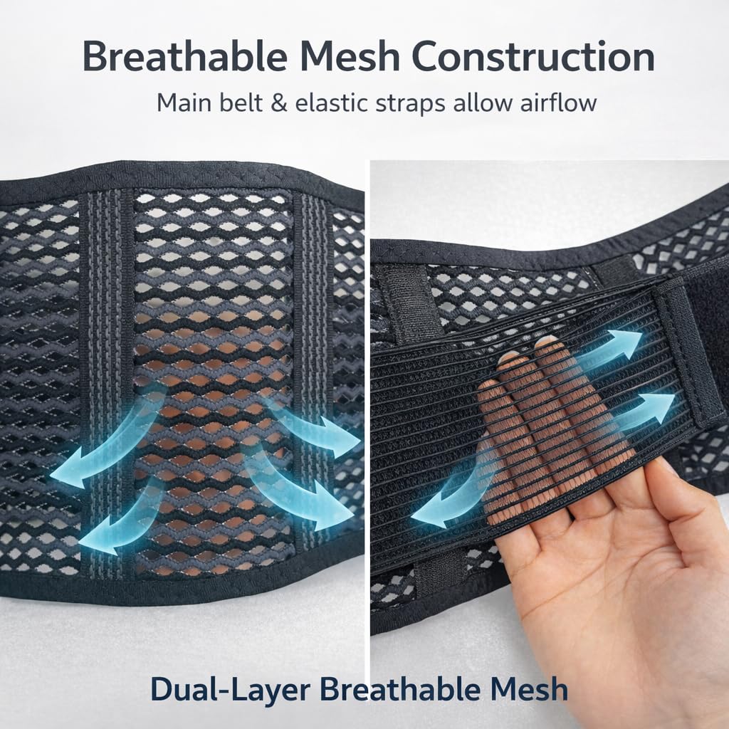 LibertyMove™ Mesh Lumbar Support Belt with Dual-Adjust Pulley System