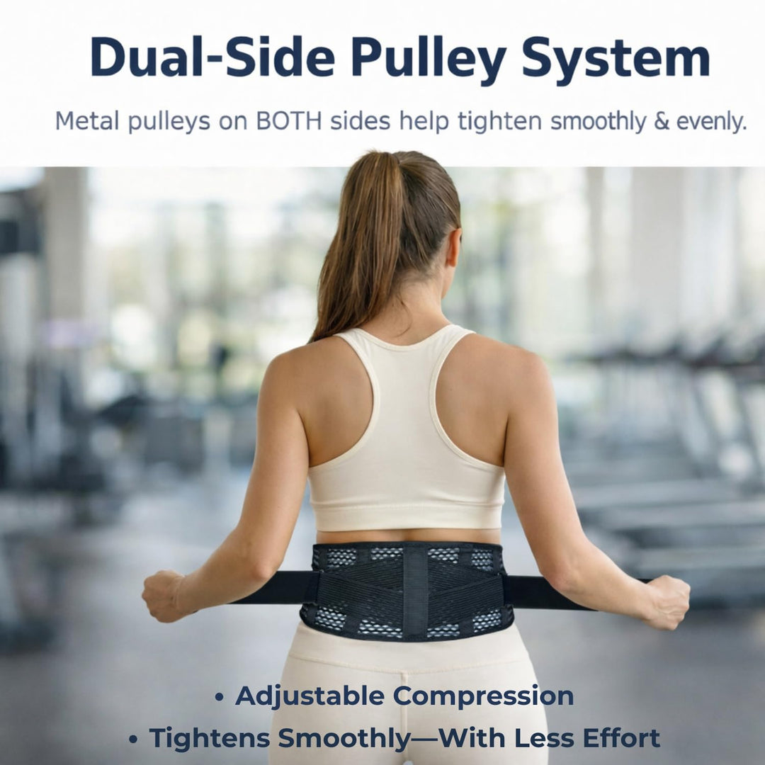 LibertyMove™ Mesh Lumbar Support Belt with Dual-Adjust Pulley System