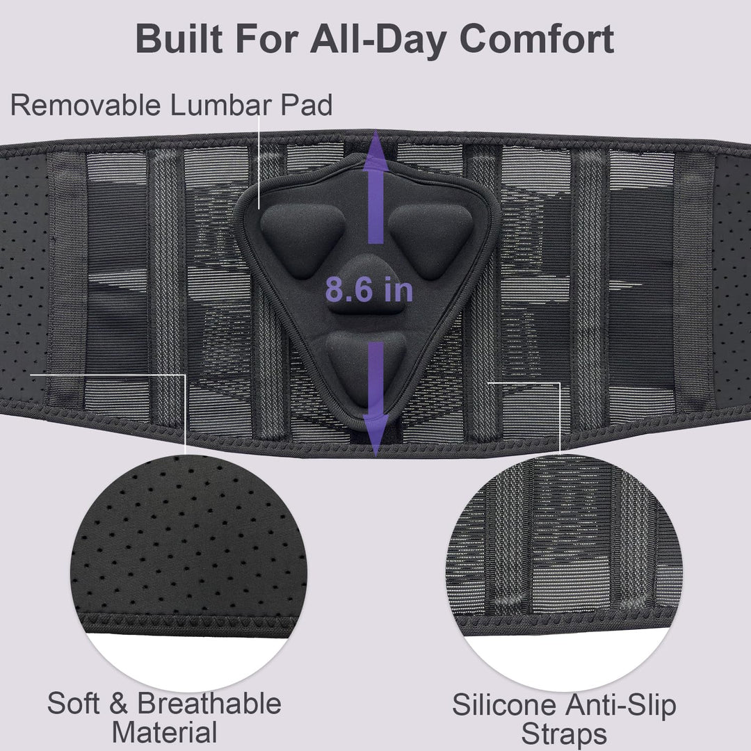 LibertyMove™ Ultra Breathable Back Brace with Removable Lumbar Pad for Women & Men